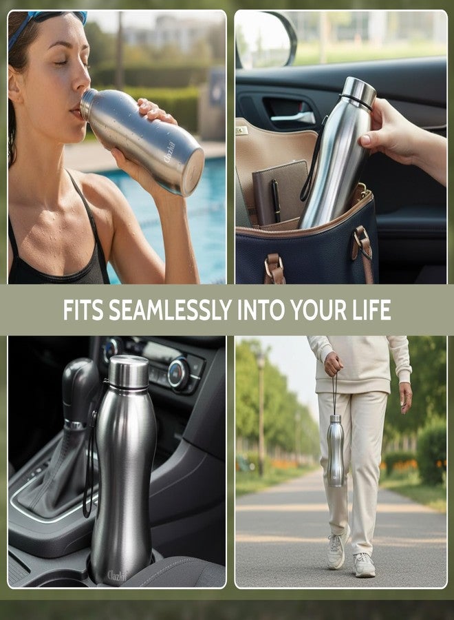 Clazkit زجاجة مياه كلازكيت بلاتينا برو كلاسيك من الفولاذ المقاوم للصدأ، سعة 1000 مل، طقم من قطعتين | معتمدة من معهد المواصفات والمقاييس الهندي | مانعة للتسرب، مقاومة للصدأ، خالية من مادة BPA، متينة للاستخدام في الجامعة، الثلاجة، الرياضة، النادي الرياضي، اليوغا، والمكتب - Image 5